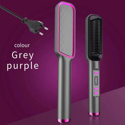 Hair Straightener Brush Heating Hot Comb Straightener Electric Hair Straightening Curly Multifunctional Iron Brush Comb Curler